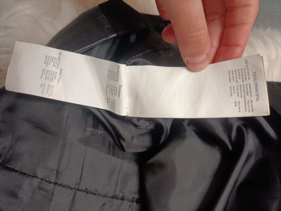 Spódnica czarna zamszowa skórzana barania kozia XL promod