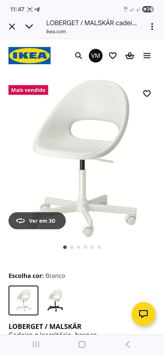 Cadeira rotativa branca
