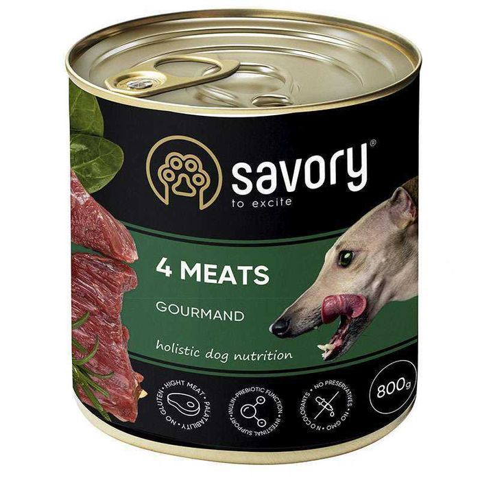 Вологий Консервований Корм SAVORY DOG 6 х 400 грам для собак. 5 Видів