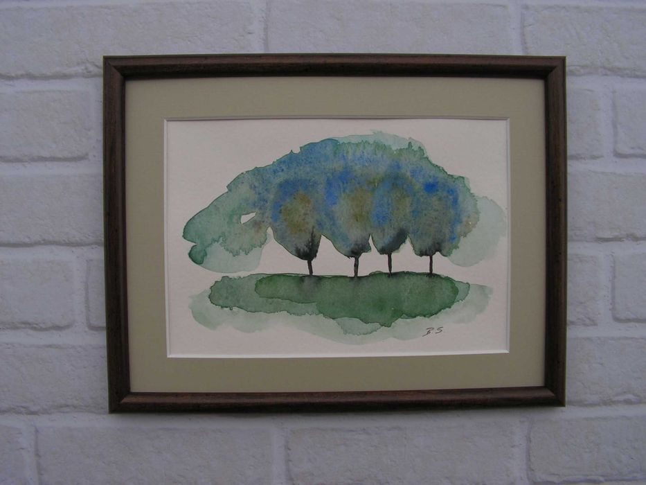 Akwarela "Drzewa V" - oprawiona