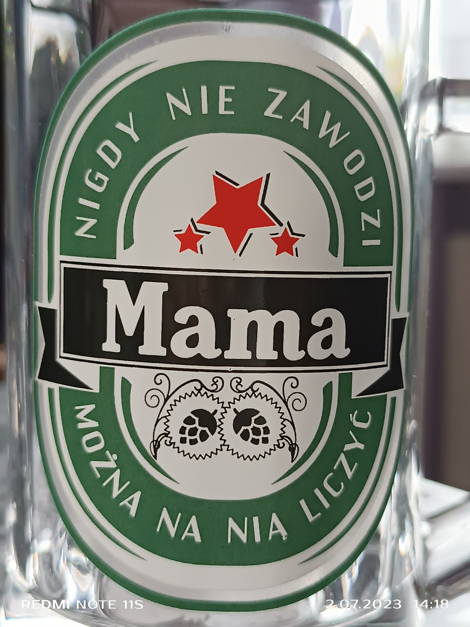 Kufel do piwa MĄŻ i MAMA bardzo grube szkło