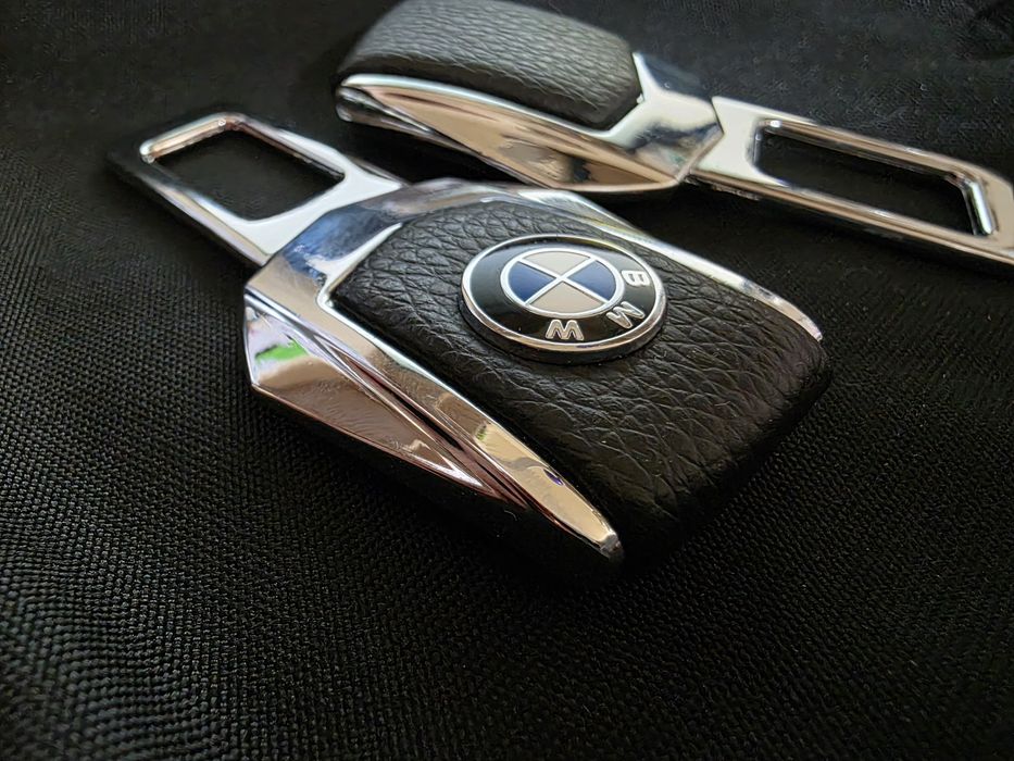 2 шт Заглушки ремня безопасности металл BMW цинк.сплав + кожа