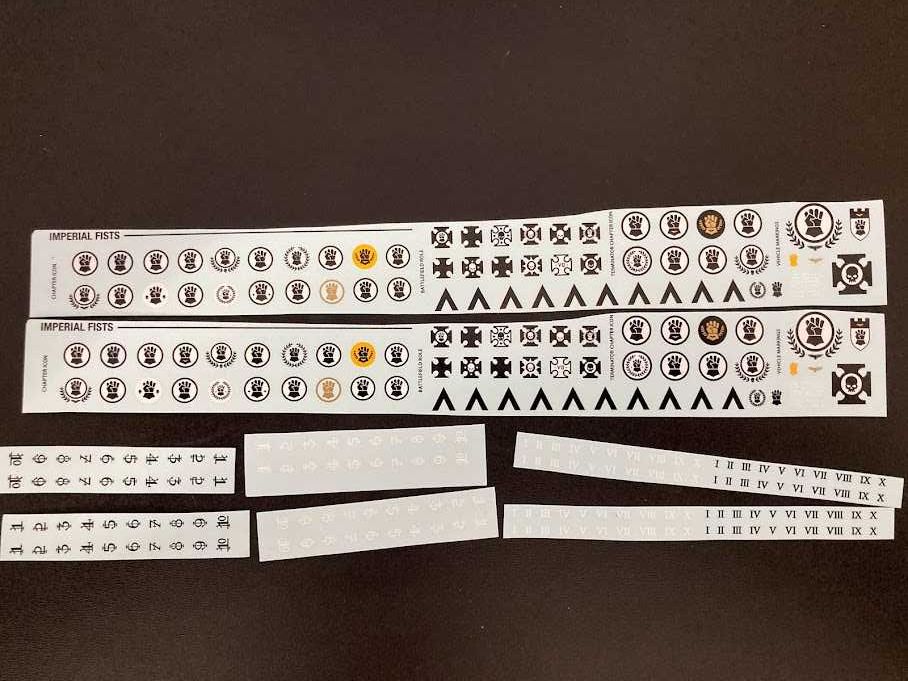 Imperial Fists 40k transfer sheet x2 - z leviathan