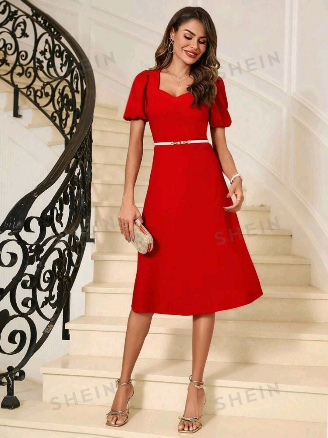 Czerwona sukienka MIDI SHEIN r.44