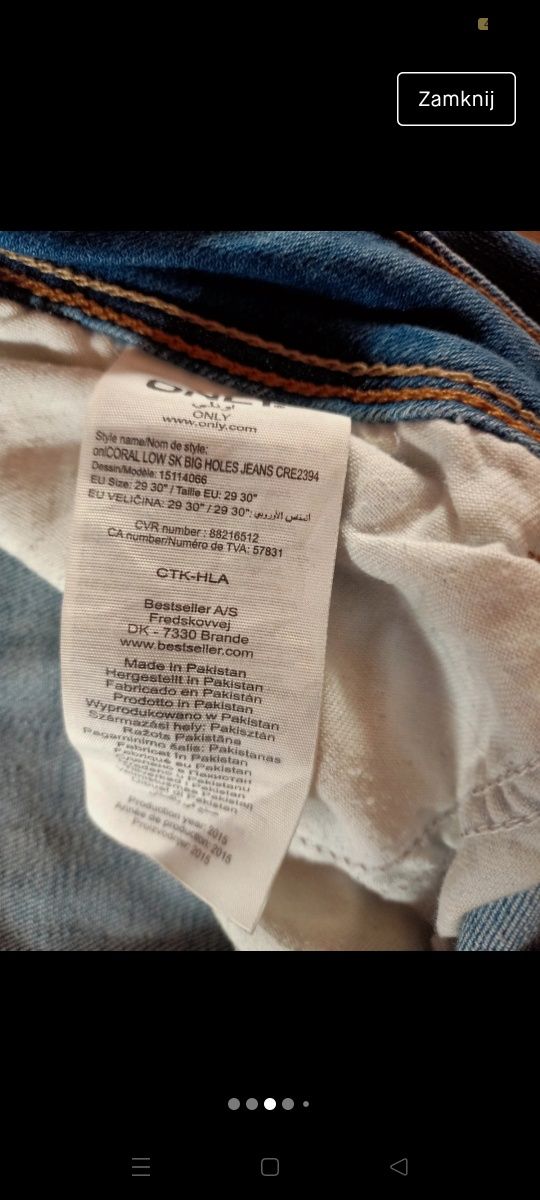 Jeansy Only z dziurami, rozm 29