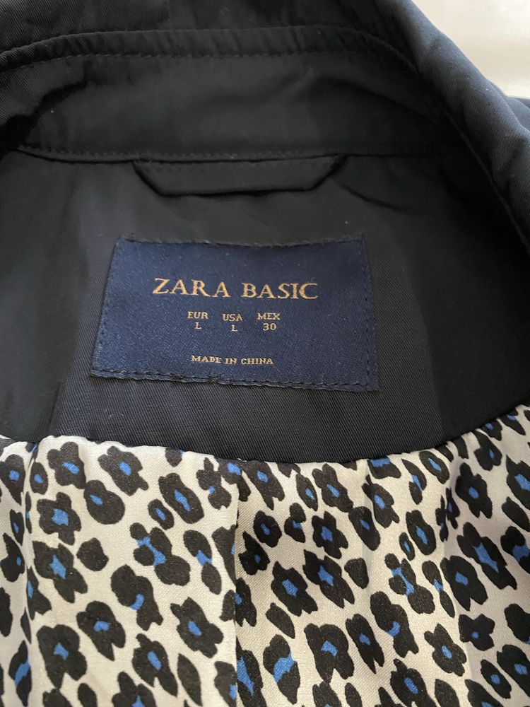 Granatowy płaszcz damski Zara Basic rozmiar L
