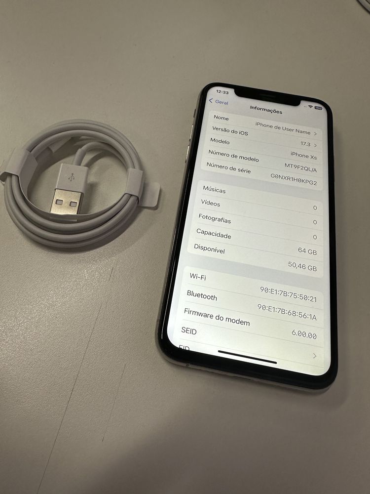 Apple iPhone Xs 64Gb | Silver | Desbloqueado | Bateria nova