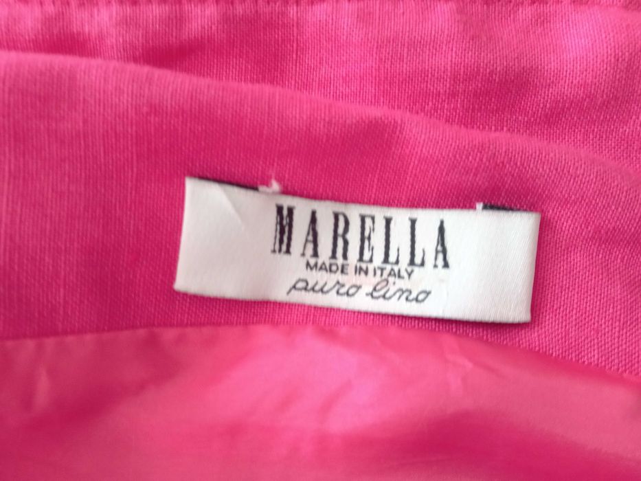 Marella kostium żakiet spódnica marynarka 38 36 vintage róż 100% len