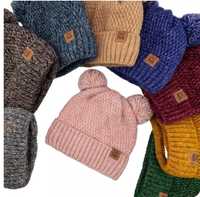 Шапка та хомут зима, шапка та шарф фліс  набір шапка і шарф зима осінь