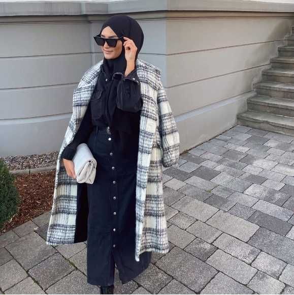 Płaszcz Zara wełna wełniany oversize krata kratka rozm L NOWY