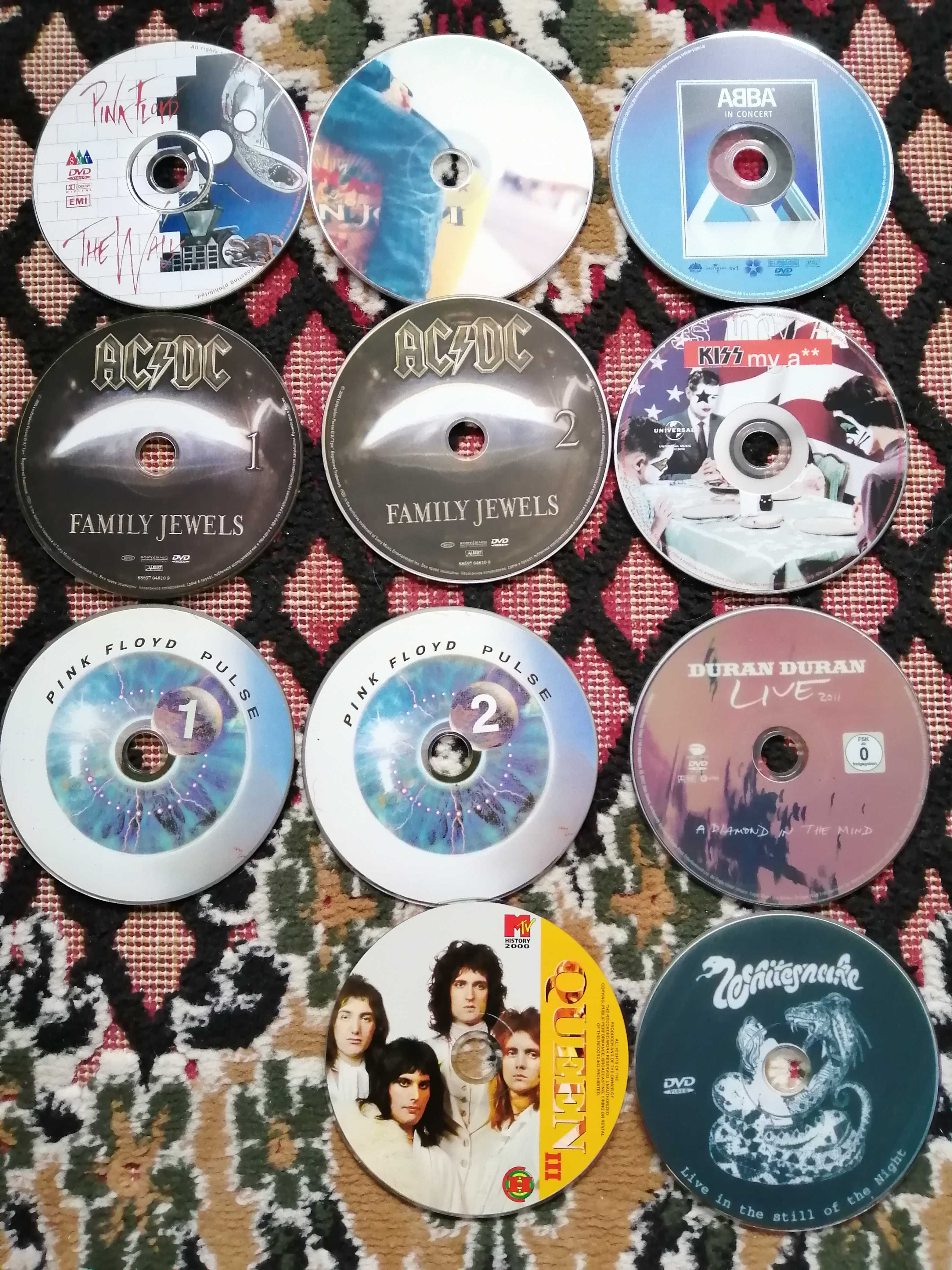 DVD диски Pink Floyd, AC/DC, ABBA, Kiss, Bon Jovi, Duran Duran, Queen