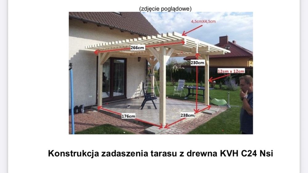 Wiata zadaszenie tarasu drewno