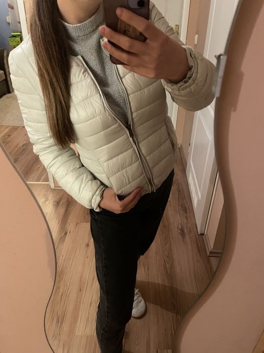 Amisu miętowa błękitna pikowana jesienna przejściowa kurtka