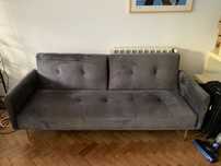 Sofa reclinável de 3 lugares de veludo