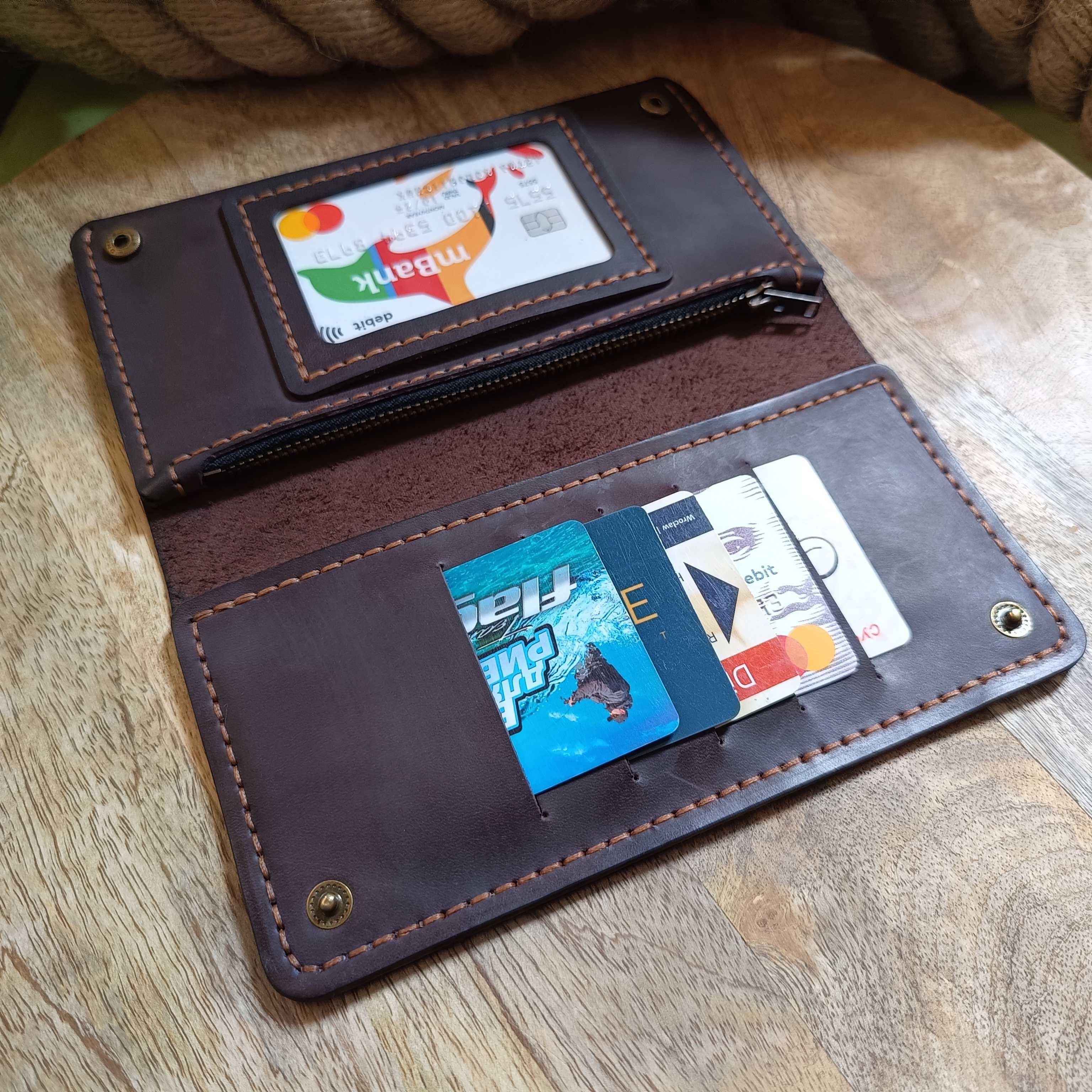 Portmonetka portfel duży skórzany ręcznie robiony