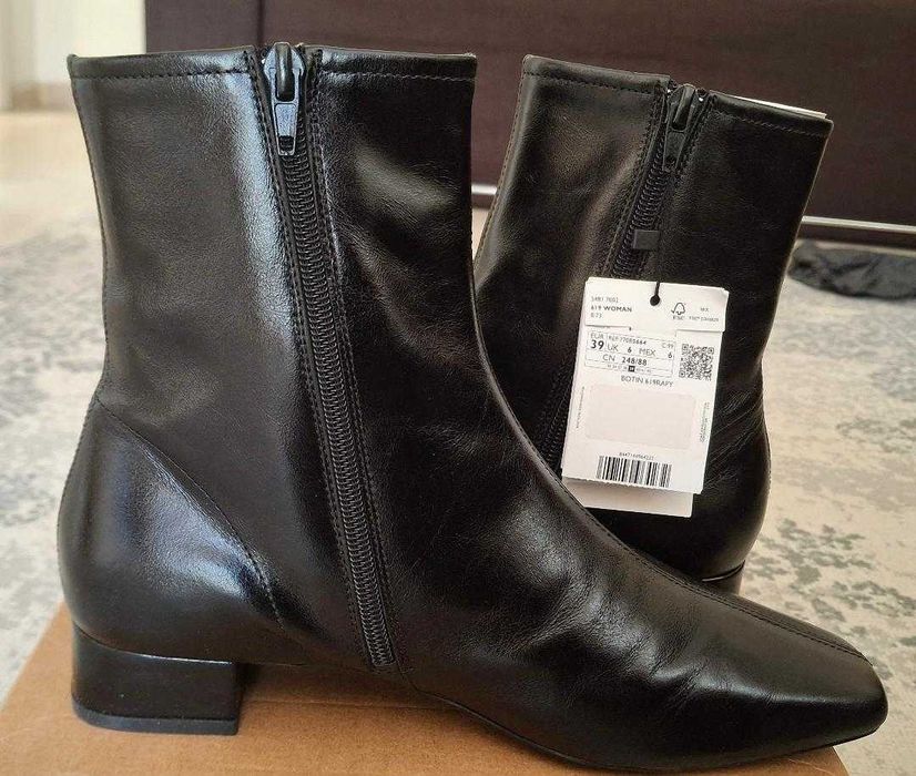 Стильні шкіряні ботинки ботильони черевики від mango 37-38 розмір