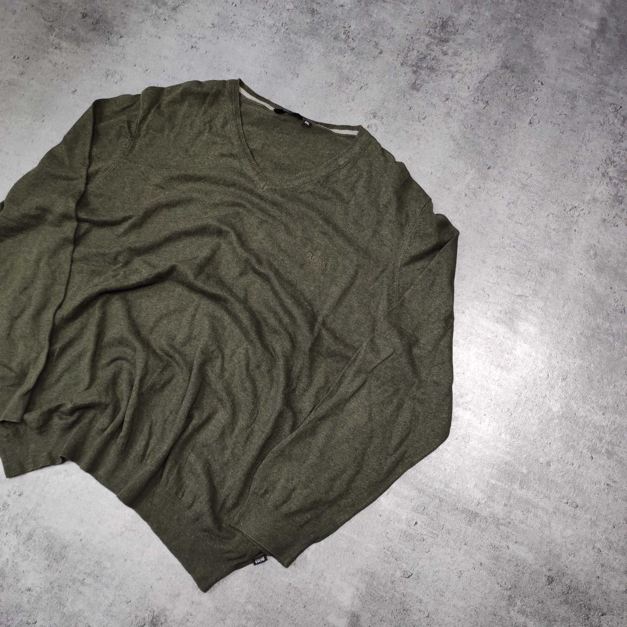 MĘSKI Elegancki PREMIUM Sweterek Sweter Kołnierzyk V Bawełna Hugo Boss