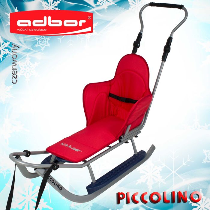 Sanka Metalowa Czerwona + Materac + Pchacz + Podnóżki Piccolino Adbor