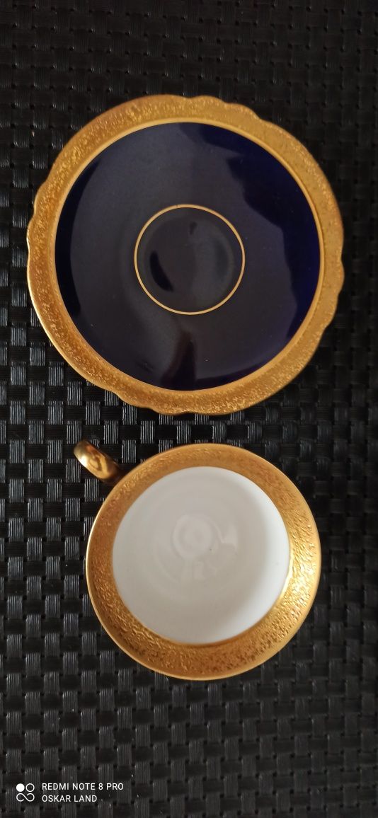 Porcelana ILMENAU Kobalt DUO Mokka Złocona BRABANT Filiżanka Piękna