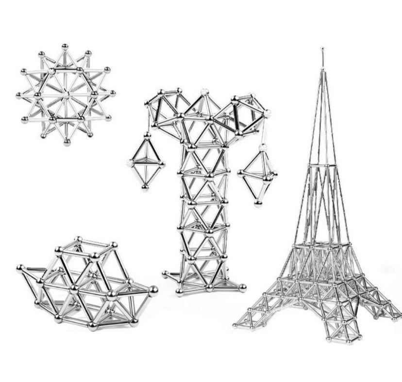 Магнитный конструктор-головоломка 63 детали серебрянный цветной