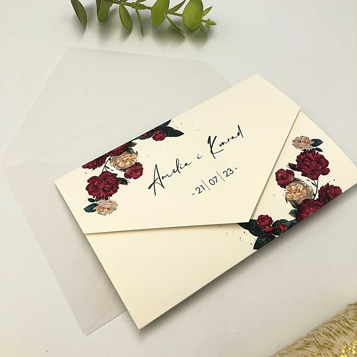 Zaproszenia Ślubne personalizowane botaniczne folder