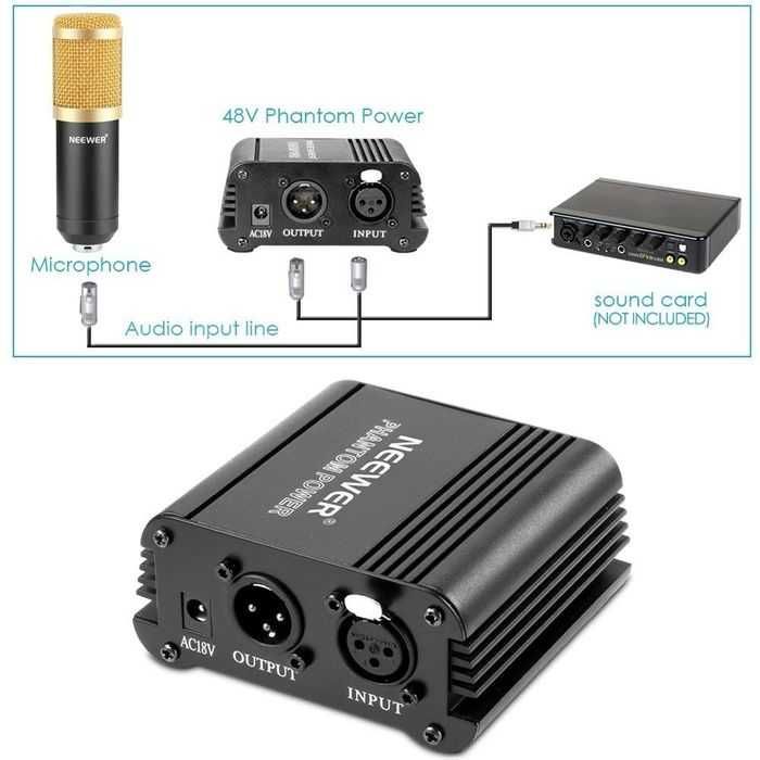 Microfone condensador Neewer NW-800 + fonte phantom power 48v (Novo)