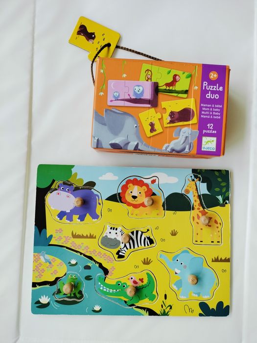 Puzzle Djeco + puzzle encaixe animais +18M