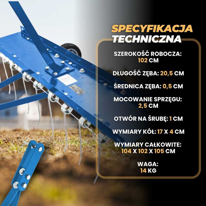 wertykulator do trawnika aerator wertykulator 102 cm do traktorka ATV