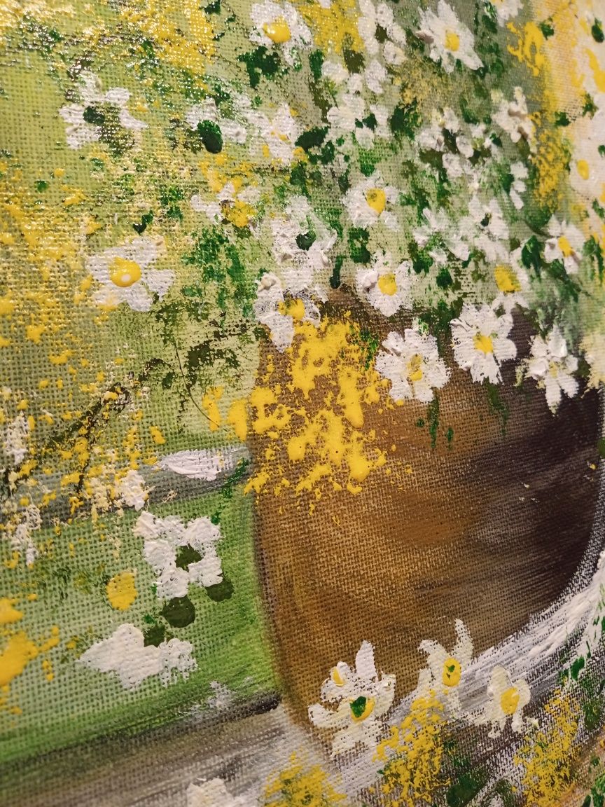 Obraz malowany akwarelą Kwiaty w wazonie kwadrat