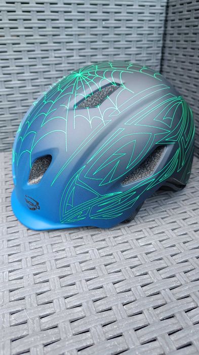Kask rowerowy dla dzieci niebieski zielone wzory Nowy