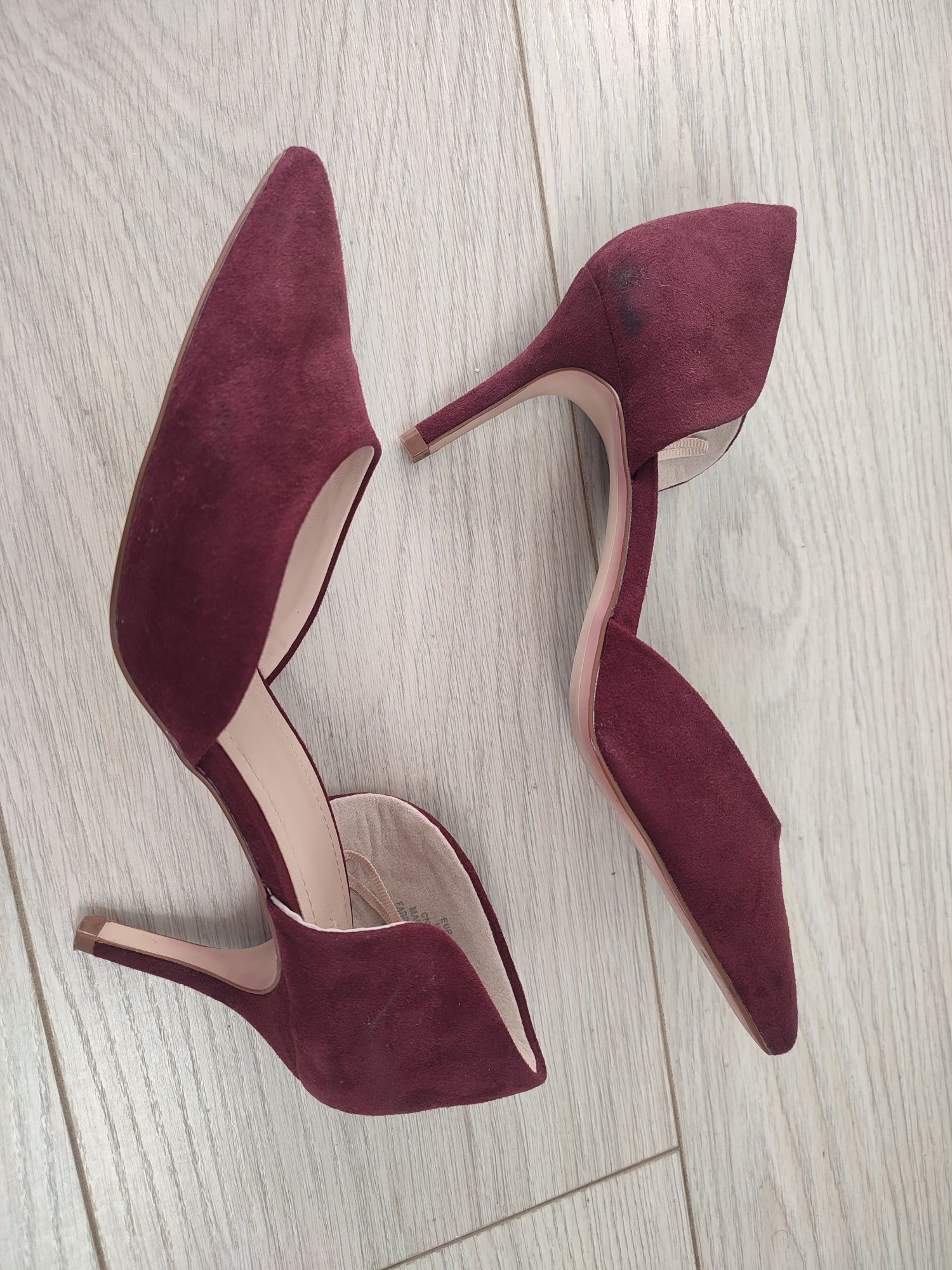 Burgundowe buty damskie na obcasie szpilki HM rozm 38