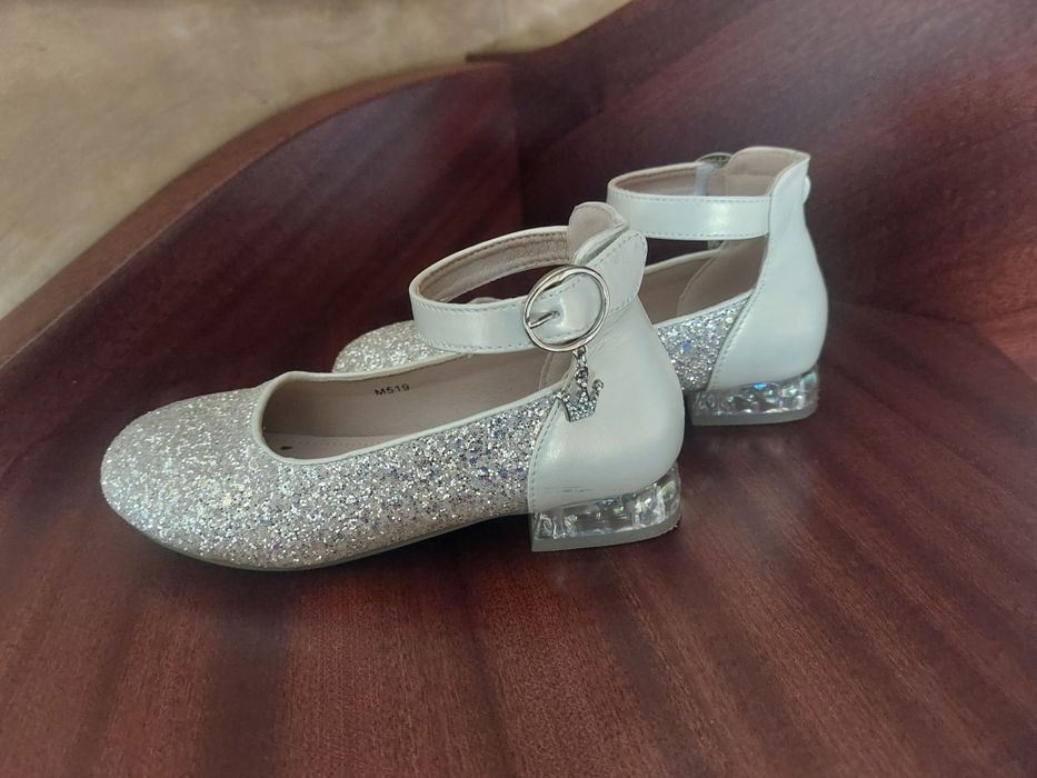 Zlote balerinki z brokatem na rzepy