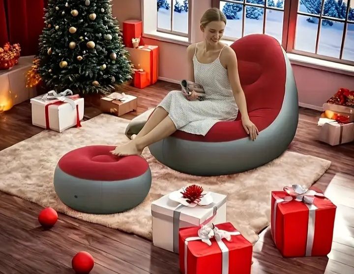 Niesamowita sofka dmuchana z pufą!