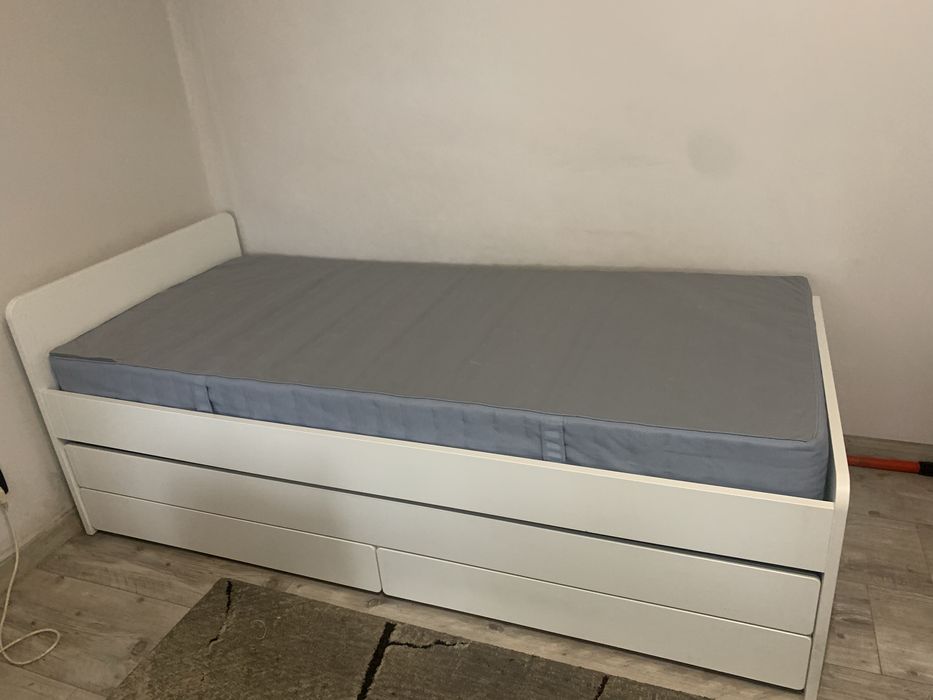 Łóżko ikea slakt podwójne wysuwane z materacami stan super