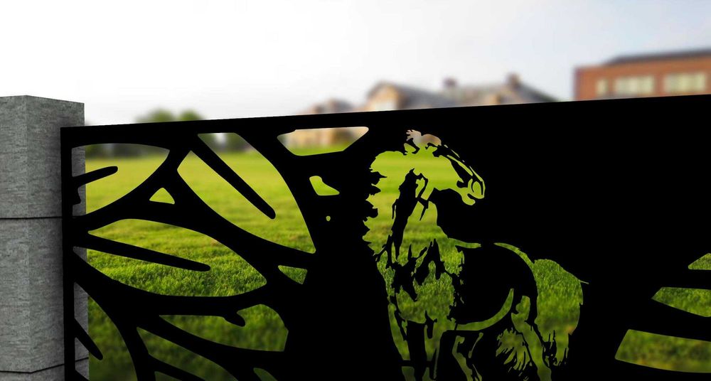 Ogrodzenie panel nietypowa balustrada z motywem konia wizualizacja