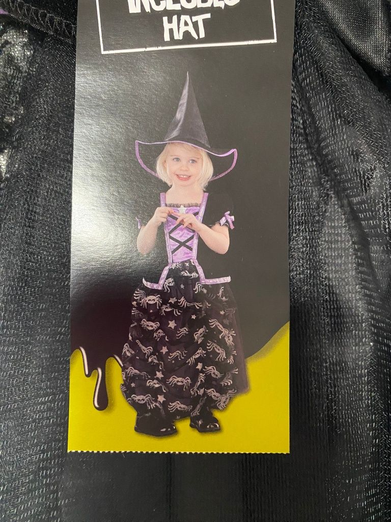 Strój przebranie czarownica wraz z kapeluszem karnawał hallowen