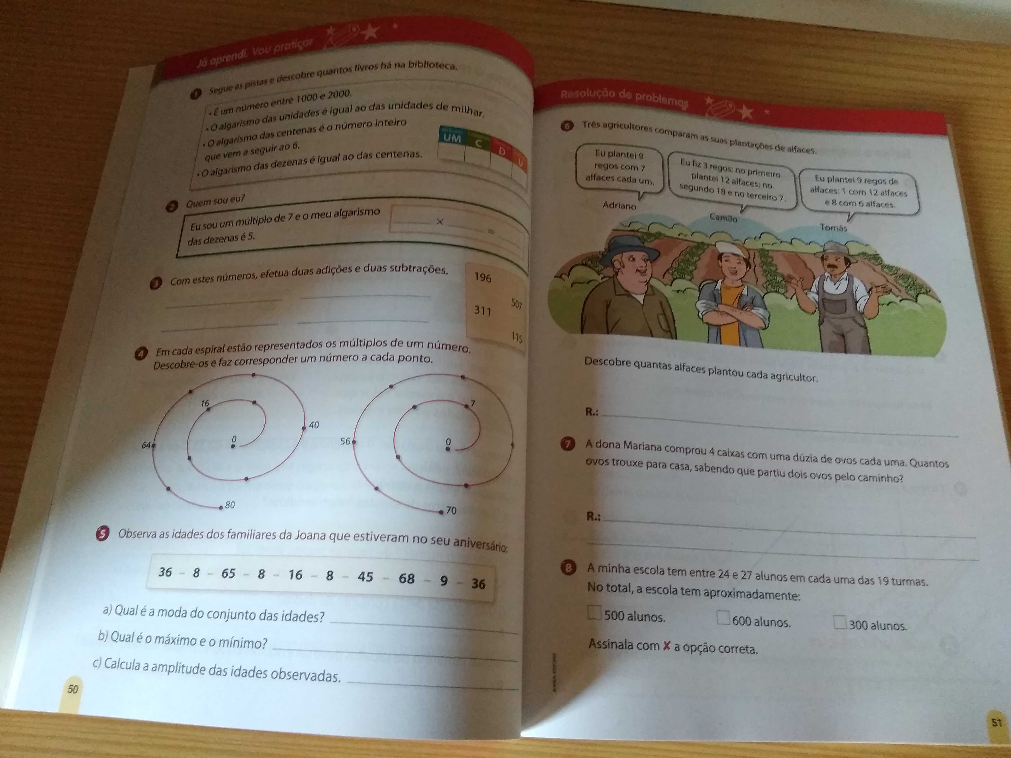 Manual e caderno de fichas Matemática 3º ano