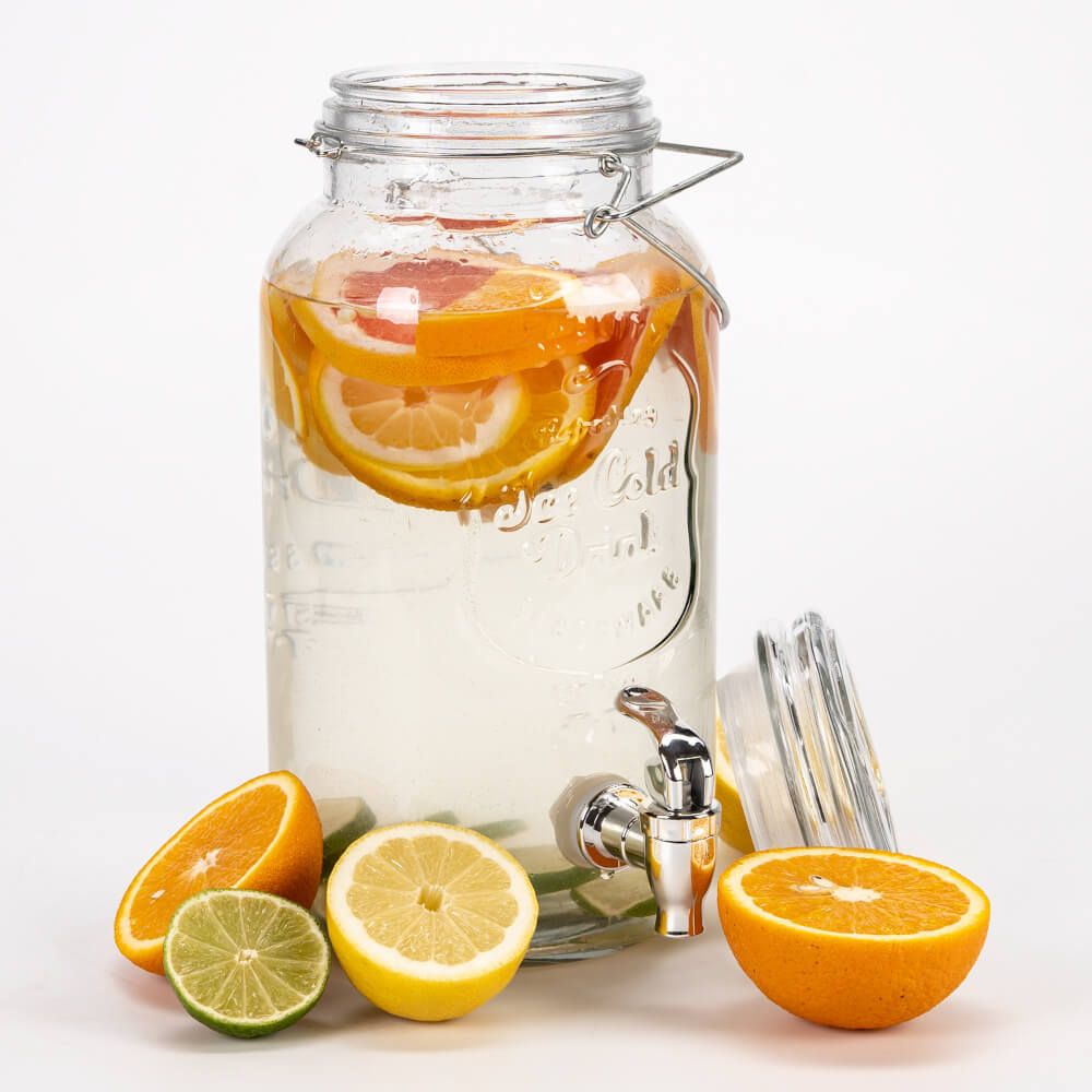 Słój szklany - 4 L - na lemoniadę wodę z kranikiem i pokrywą szklaną