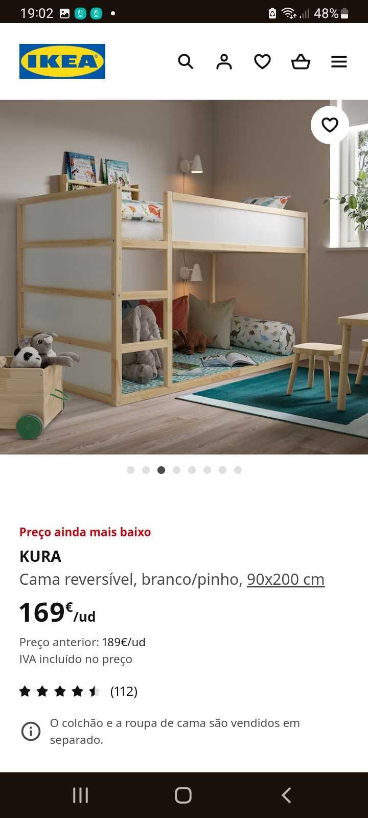 Cama de criança, colchão e estrado ikea kura