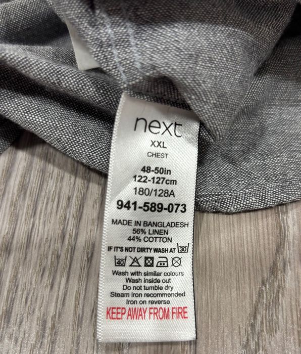 Next 2XL Льняная Мужская Regular рубашка льна лен сорочка XXL льняна 2