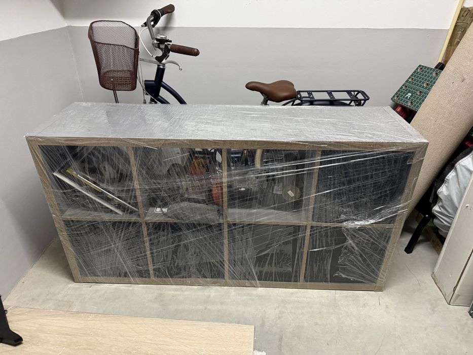 Ikea Kallax cinza/efeito madeira