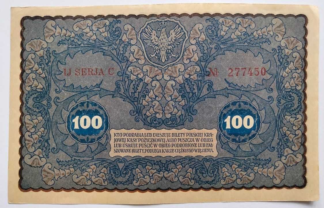 100 marek polskich 1919 - IJ seria C - stan II+