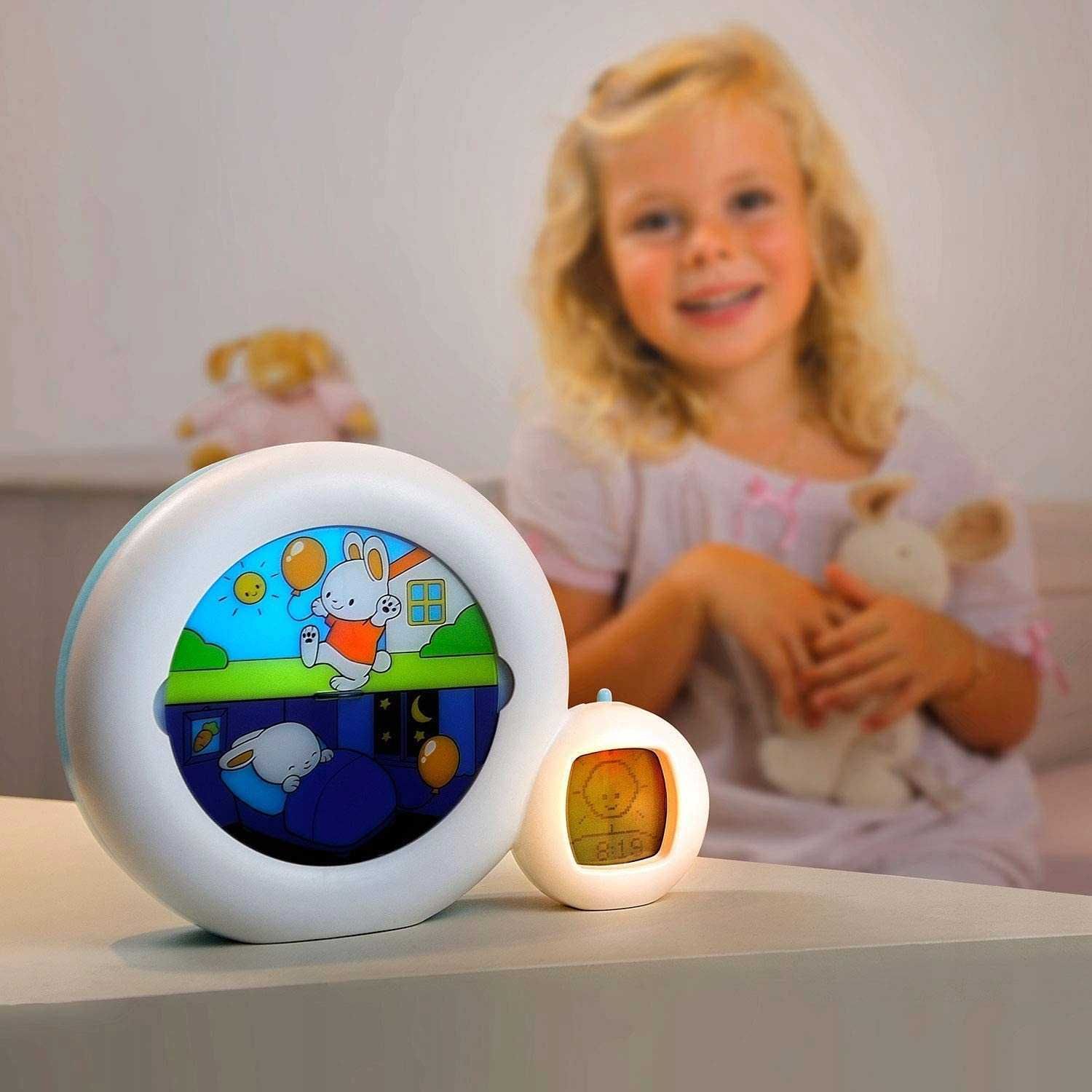 PABOBO Kid'Sleep Moon LAMPKA Nocna 3w1 BUDZIK Treningowy Zegar Dźwięk