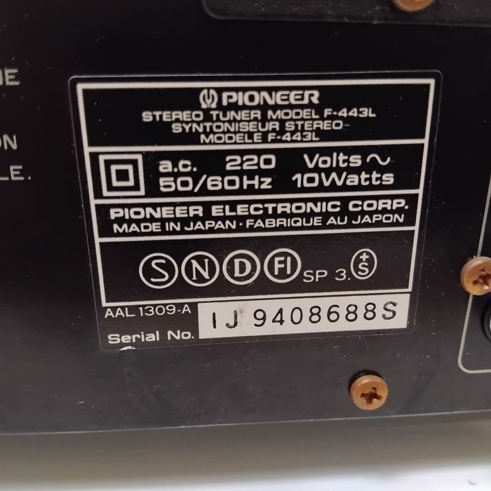 PIONEER Tuner Sintonizador Rádio F-443L