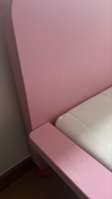 Cama de criança + Colchão + Dossel Rosa - IKEA MAMMUT