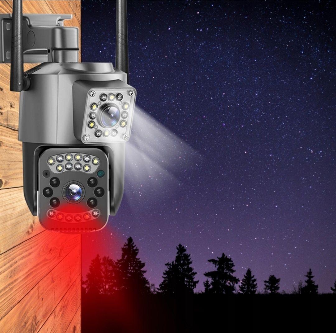 Podwójna kamera zewnętrzna obrotowa 12V PTZ 4MPX ZOOM WIFI ONVIF