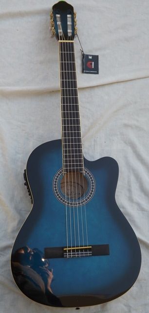 Guitarra clássica eletrificada - modelo cutaway nova azul