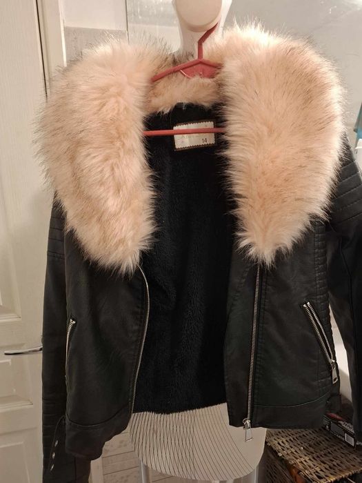Skórzana kurtka z polarkiem xxs