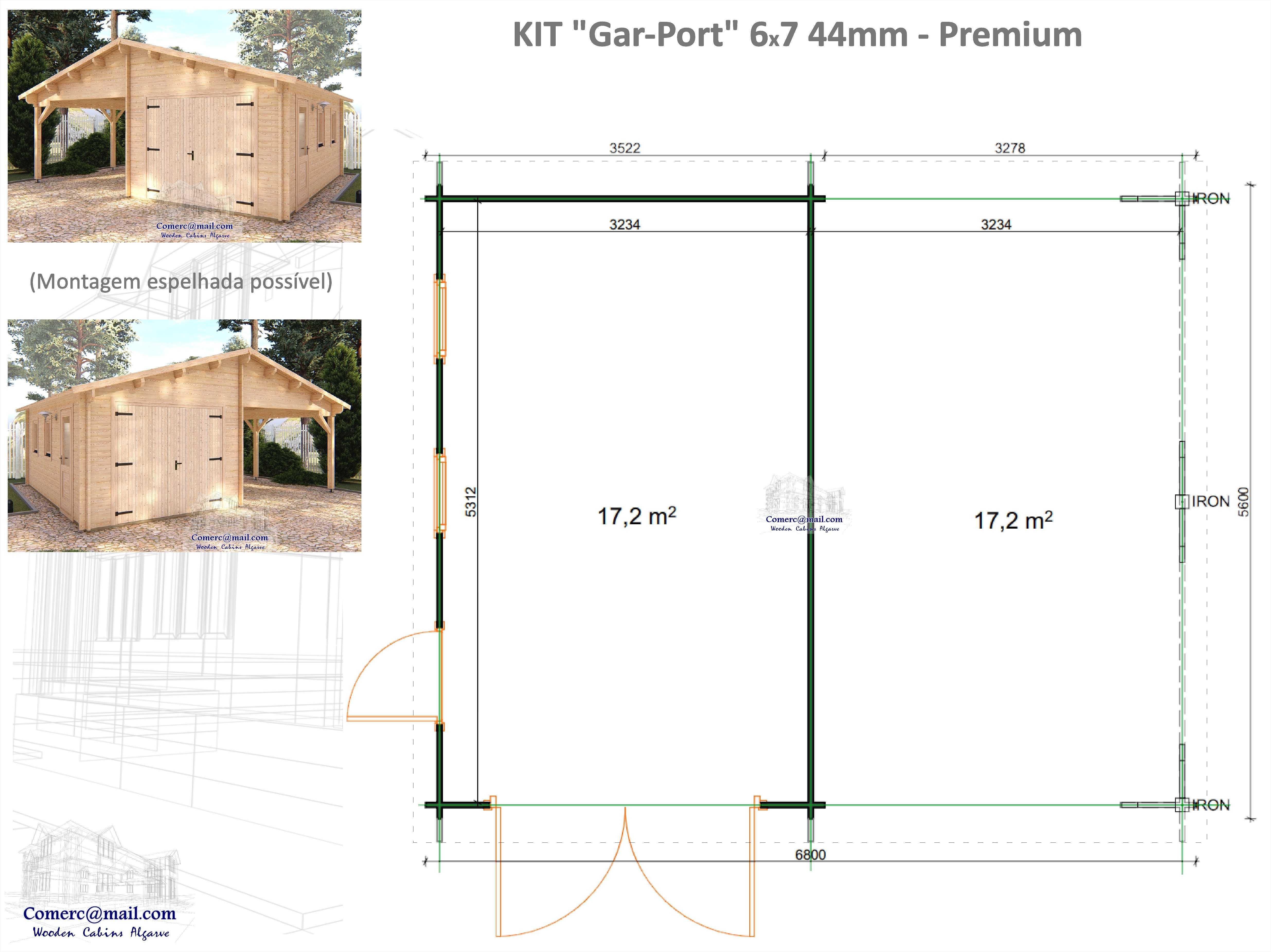 KIT Garagem "Gar-Port" 44 - Teto 44.4m² - 2x 17.2 m²  ;-)