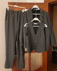 Костюм трійка жилетка жакет українського Піджак штани брюки темно сіри